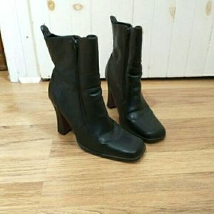 Square Toe Black Ankle Booties